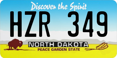 ND license plate HZR349