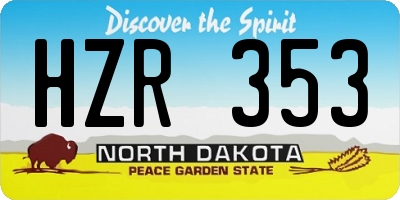 ND license plate HZR353