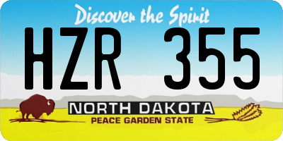 ND license plate HZR355