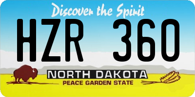 ND license plate HZR360