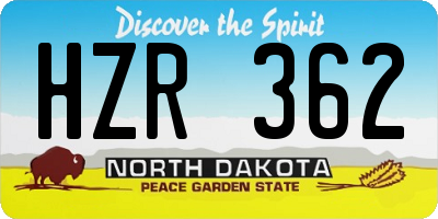 ND license plate HZR362