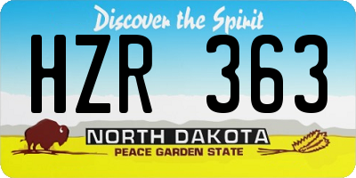 ND license plate HZR363