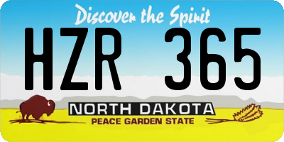 ND license plate HZR365