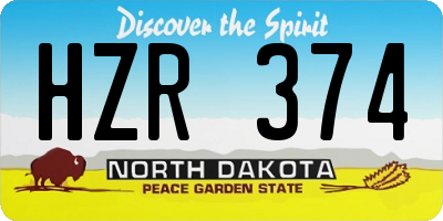 ND license plate HZR374