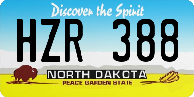 ND license plate HZR388