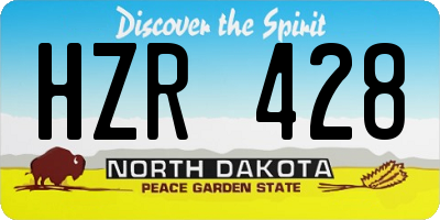 ND license plate HZR428
