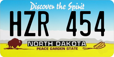 ND license plate HZR454