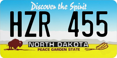 ND license plate HZR455