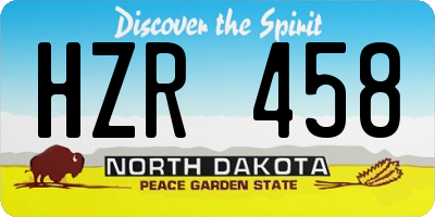 ND license plate HZR458