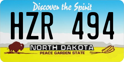 ND license plate HZR494