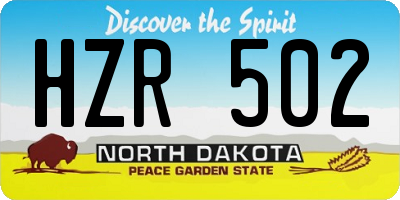 ND license plate HZR502
