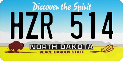 ND license plate HZR514