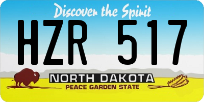 ND license plate HZR517
