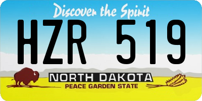 ND license plate HZR519