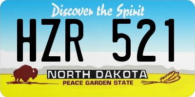 ND license plate HZR521