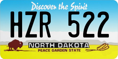 ND license plate HZR522