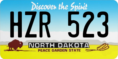 ND license plate HZR523