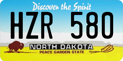ND license plate HZR580