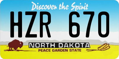ND license plate HZR670