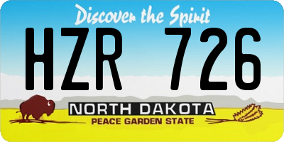 ND license plate HZR726