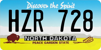 ND license plate HZR728