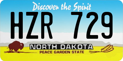 ND license plate HZR729