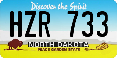 ND license plate HZR733