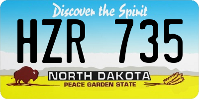 ND license plate HZR735