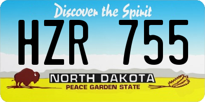 ND license plate HZR755