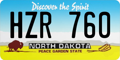 ND license plate HZR760