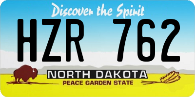 ND license plate HZR762