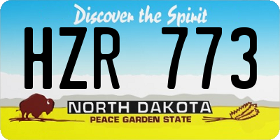 ND license plate HZR773
