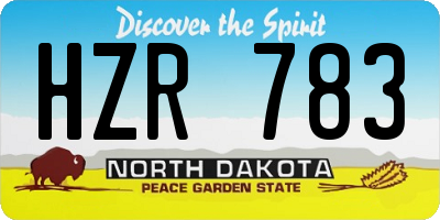 ND license plate HZR783
