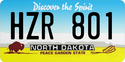 ND license plate HZR801