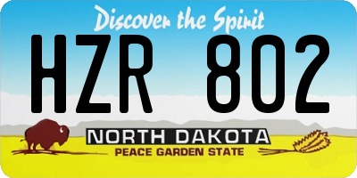 ND license plate HZR802