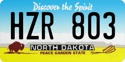 ND license plate HZR803