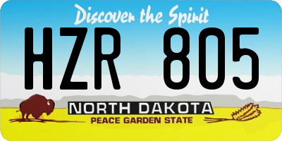 ND license plate HZR805