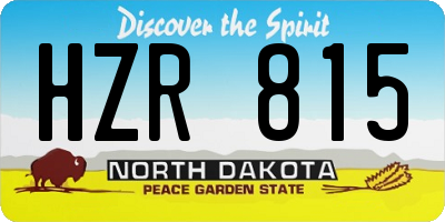 ND license plate HZR815