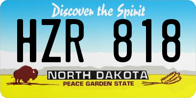 ND license plate HZR818