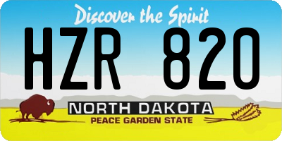 ND license plate HZR820