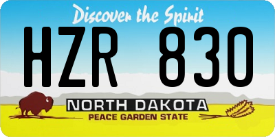 ND license plate HZR830