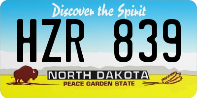 ND license plate HZR839