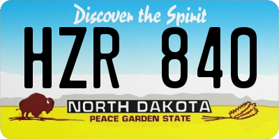 ND license plate HZR840