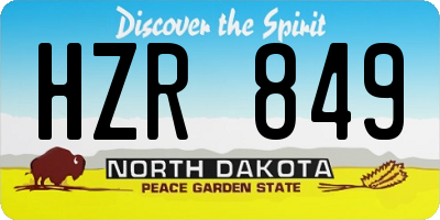 ND license plate HZR849