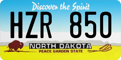 ND license plate HZR850