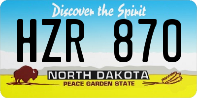 ND license plate HZR870