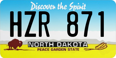 ND license plate HZR871