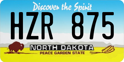 ND license plate HZR875