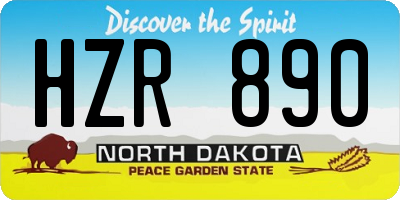 ND license plate HZR890