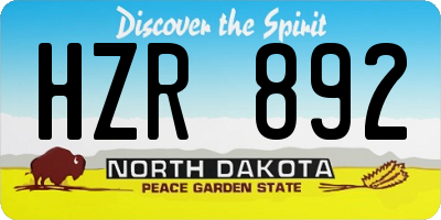 ND license plate HZR892
